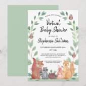 Woodland Animals Virtual Baby shower Kaart (Voorkant / Achterkant)