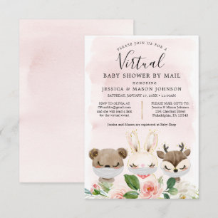 Woodland Animals Virtual Baby shower nodigt meisje Kaart