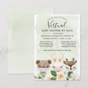 Woodland Animals Virtual Baby shower nodigt uit to Kaart