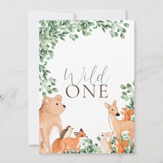 Woodland Animals Wild Een Eerste Verjaardag Kaart (Achterkant)