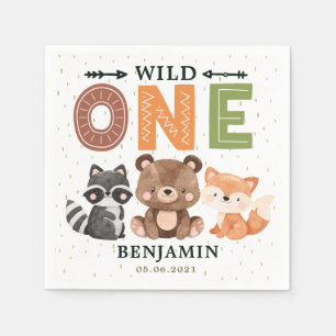 Woodland Animals Wild One Birthday Napkins Servet