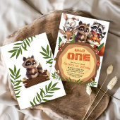 Woodland Animals Wild One Kids Verjaardag Kaart