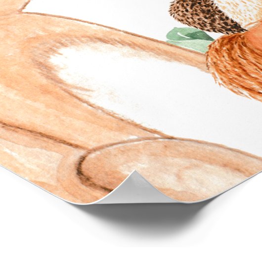 Woodland Animals Wild One Second Birthday Welkom Poster (Hoek)