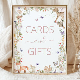 Woodland Animals Wildflower Cards and Gifts Sign Foto Afdruk