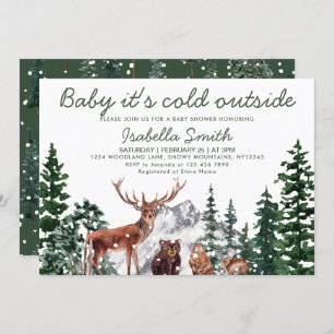 Woodland Animal's Winter Baby shower Kaart