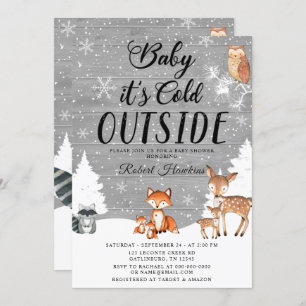 Woodland Animals Winter Baby shower Kaart