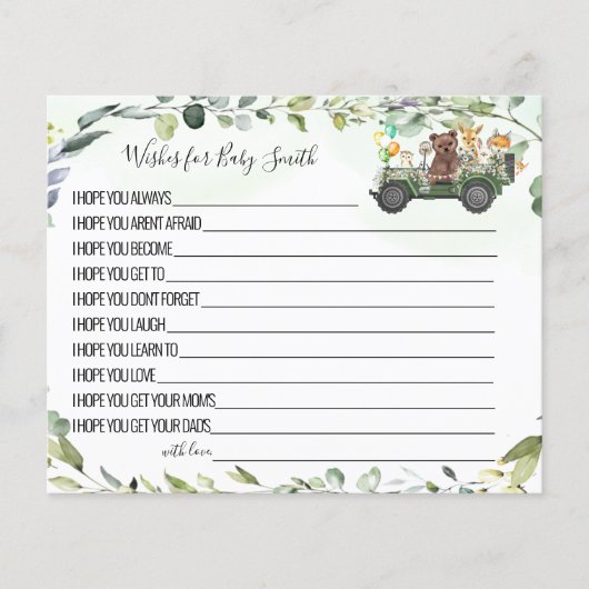 Woodland Animals Wishes for Baby Baby shower card Flyer (Voorkant)