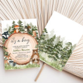 Woodland Animals Wood Slice Baby shower Kaart