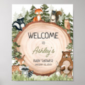 Woodland Animals Wood Slice Welkom Poster (Voorkant)