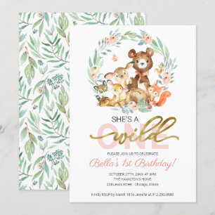 Woodland Animals Ze is een eerste verjaardag. Kaart