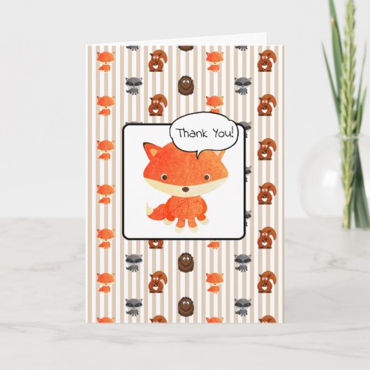 Woodland Animaux Baby shower Merci Cartes (Devant)