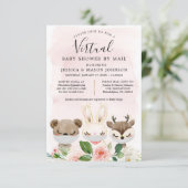 Woodland Animaux Baby shower virtuel Invitations f (Debout devant)