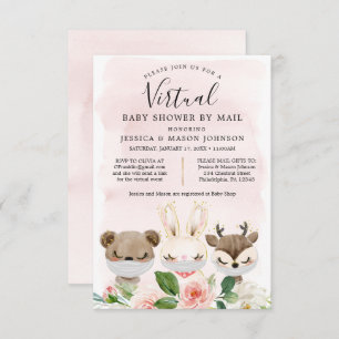 Woodland Animaux Baby shower virtuel Invitations f