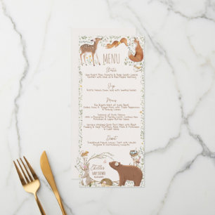 Woodland Animaux Forest Friends Menu Baby shower