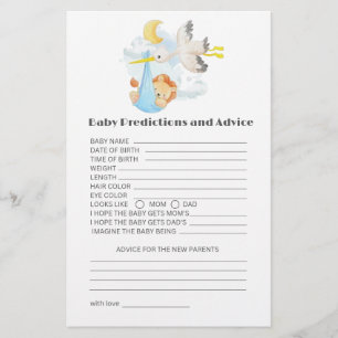 Woodland Animaux prédictions bébé et carte de cons
