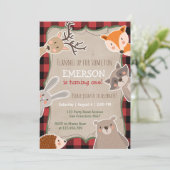 Woodland Anniversaire Invitation Lumberjack Fox Ou (Debout devant)