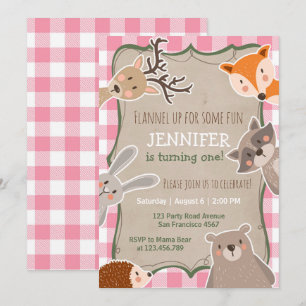 Woodland Anniversaire Invitation Lumberjack Girl R