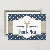 Woodland Antlers Bedankt Card, Burlap (Voorkant / Achterkant)