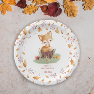 Woodland Autumn Baby Fox-Baby shower Papieren Bordje