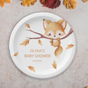 Woodland Autumn Baby Fox-Baby shower Papieren Bordje