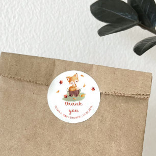Woodland Autumn Baby Fox Bedankt Ronde Sticker