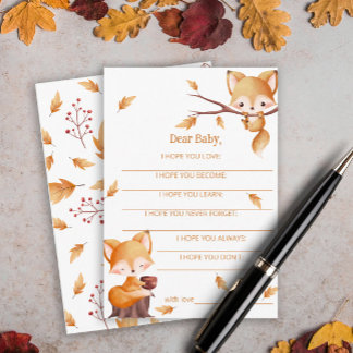 Woodland Autumn Baby Fox Wensen voor Baby Informatiekaartje