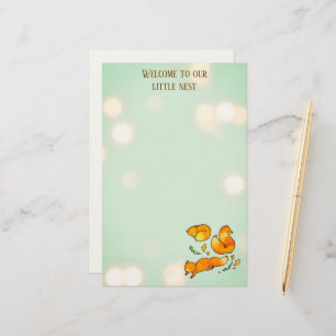 Woodland Baby Aankondiging Pasgeboren Briefpapier