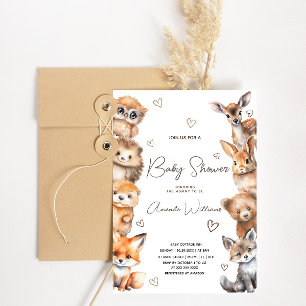 Woodland Baby Animals Genderneutraal Baby shower Kaart