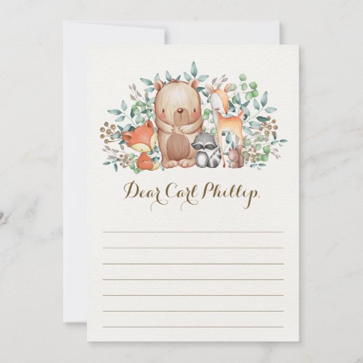 Woodland Baby Animals / Time Capsule Message Card Kaart (Voorkant)