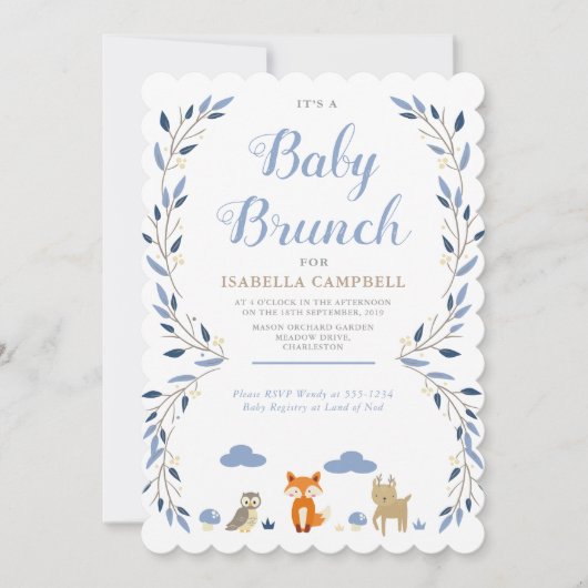 Woodland Baby Brunch Uitnodiging (Voorkant)