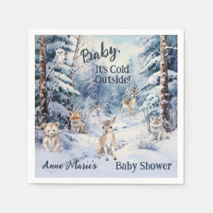 Woodland Baby Dieren Winterjongen Baby shower Servet