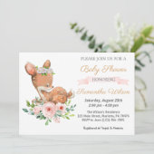 Woodland Baby Fawn Baby shower Invitation Kaart (Staand voorkant)
