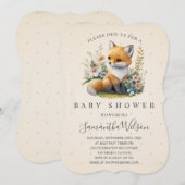 Woodland Baby Fox Spring Baby shower Invitation (Devant / Derrière)