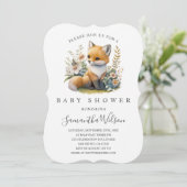Woodland Baby Fox Spring Baby shower Invitation (Debout devant)
