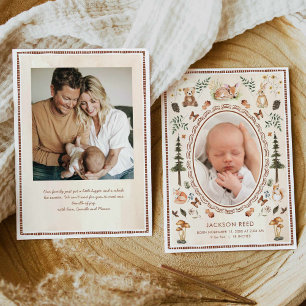 Woodland Baby geboorteaankondiging foto Aankondiging