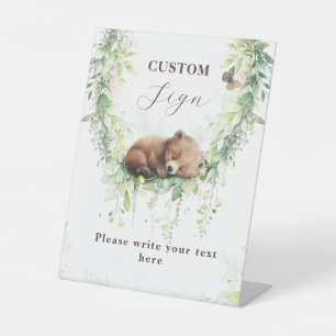 Woodland Baby Jongen Douche Aangepast teken Reclamebord Met Voetstuk