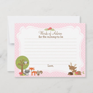 Woodland Baby shower Advice Card voor moeder Advieskaart