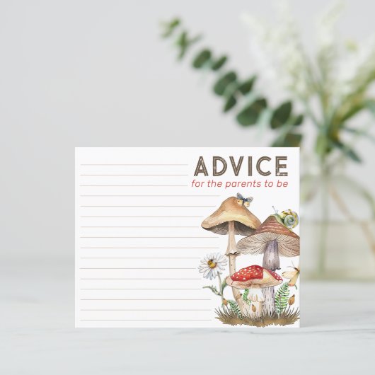 Woodland Baby shower Advies Kaart | grillige mushr (Staand voorkant)