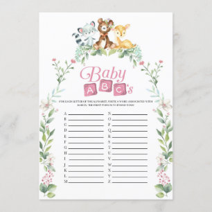 Woodland Baby shower Baby ABC's Game Kaart