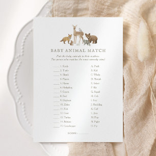 Woodland Baby shower Baby Animal Match Game Kaart