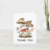 Woodland Baby shower bedankkaart | Paddenstoelen & (Voorkant)