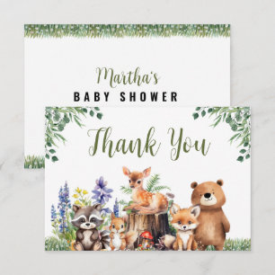 Woodland Baby shower Bedankt kaart