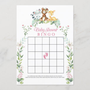 Woodland Baby shower Bingo Game Kaart