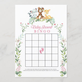 Woodland Baby shower Bingo Game Kaart