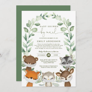Woodland Baby shower door Mail Greenery Quarantine Kaart
