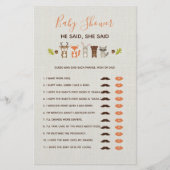 Woodland Baby shower Game zei ze: (Voorkant)