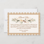 Woodland Baby shower Gingham Bedankkaart (Voorkant)