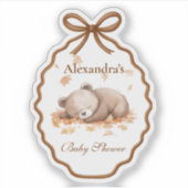 Woodland Baby shower Gingham Neutral Sticker (Voorkant)