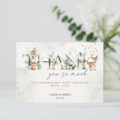 Woodland Baby shower Green Merci Carte de note (Debout devant)