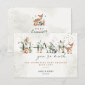 Woodland Baby shower Green Merci Carte de note (Devant / Derrière)